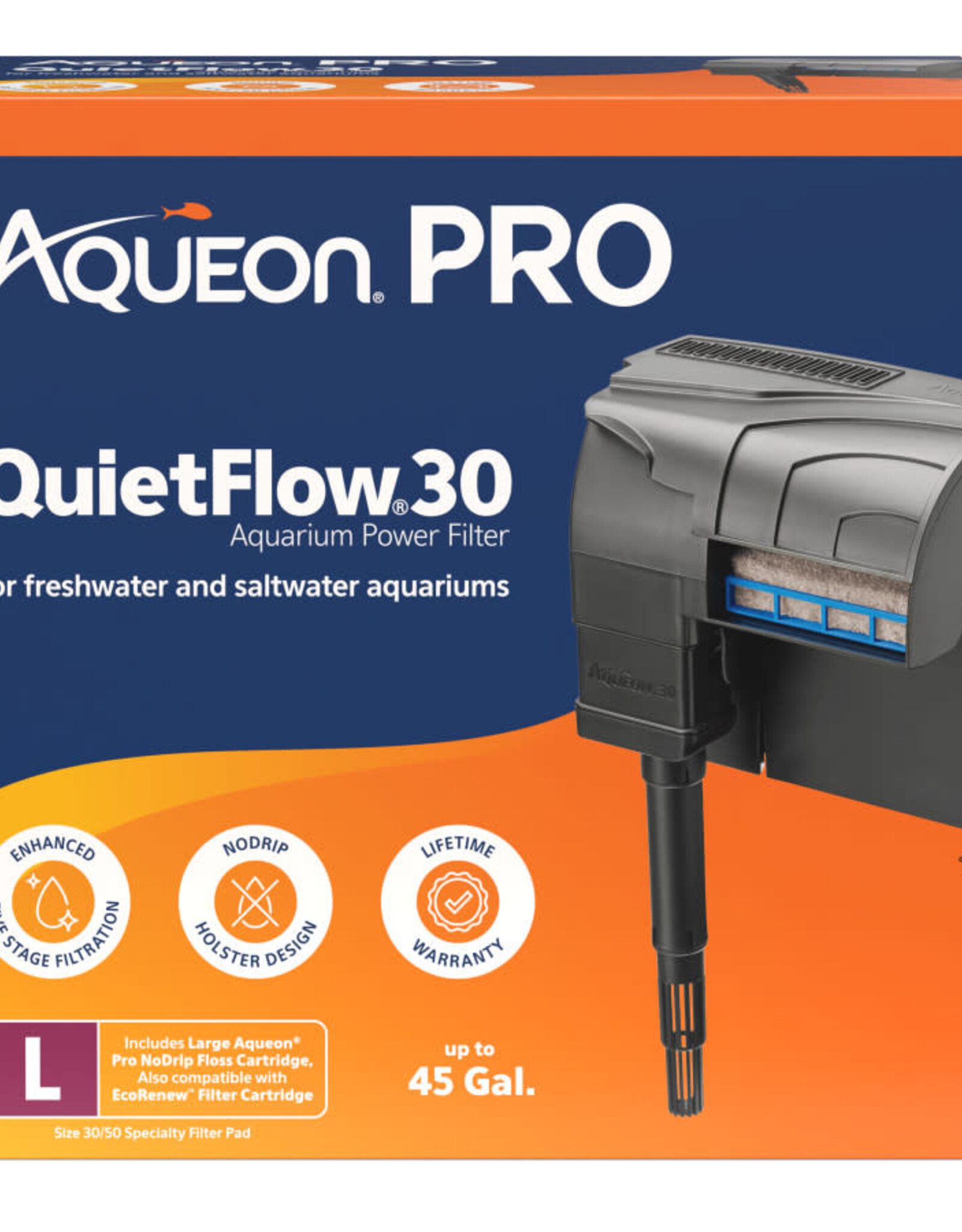 AQUEON Aqueon QuietFlow LED PRO Aquarium Power Filter Size 30
