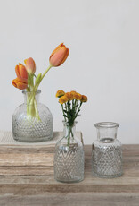 Pressed Glass Vase, 3 Styles 3-3/4"H - 4-1/4"H