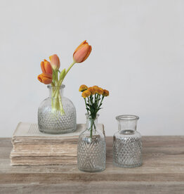 Pressed Glass Vase, 3 Styles 3-3/4"H - 4-1/4"H