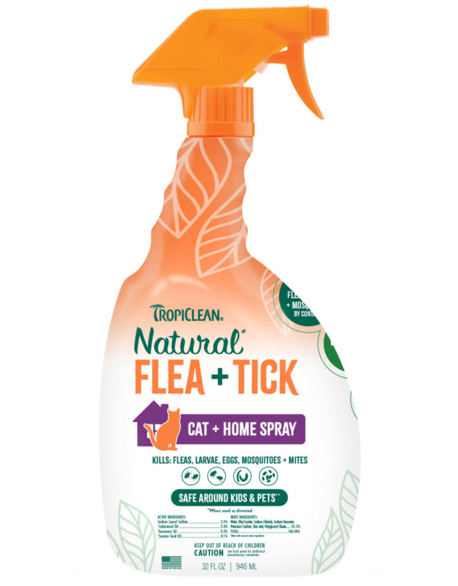 Tropiclean TropiClean Natural Flea & Tick Home & Cat Spray 32 oz