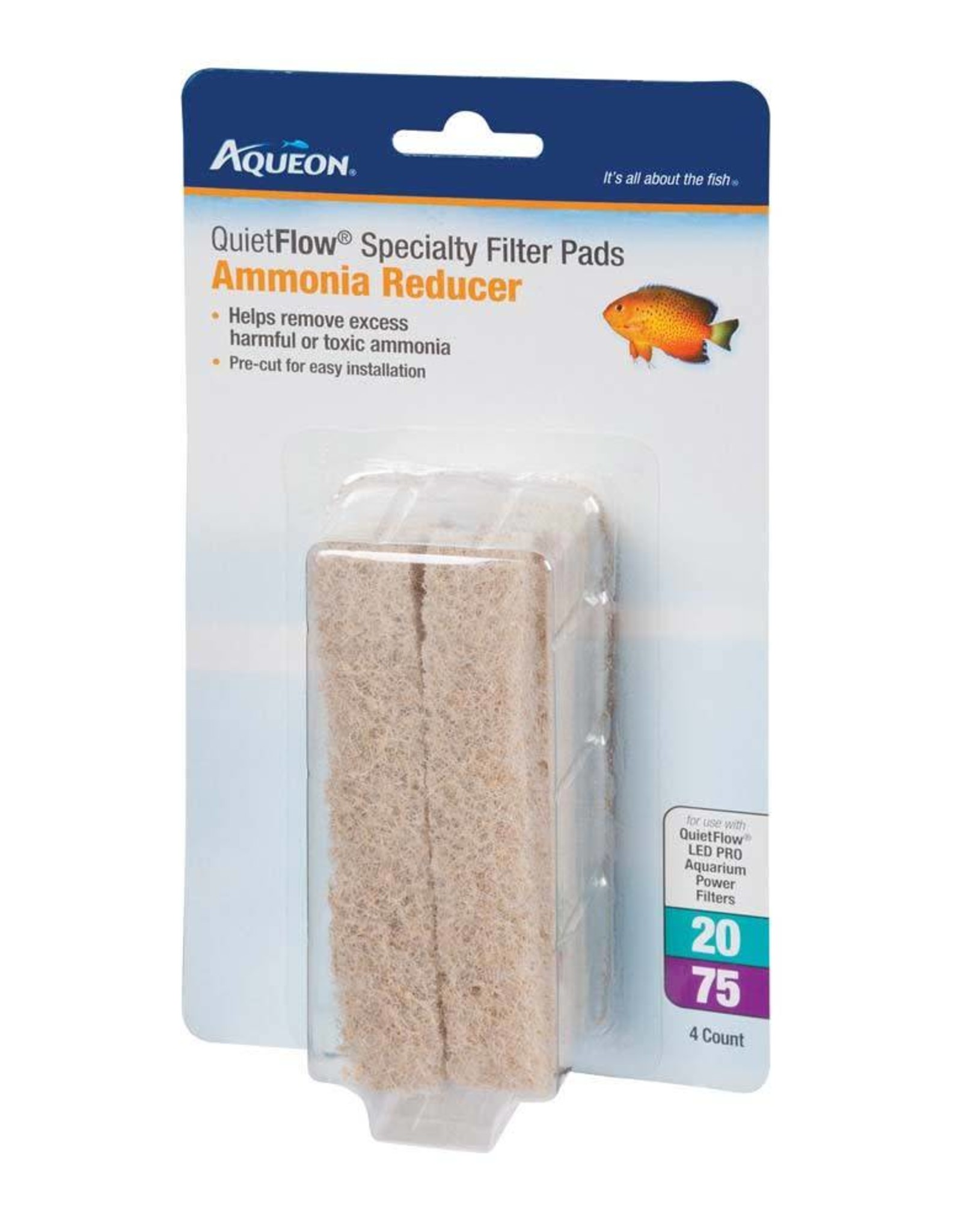 AQUEON QuietFlow Specialty Filter Pads Ammonia Reducer 4pk