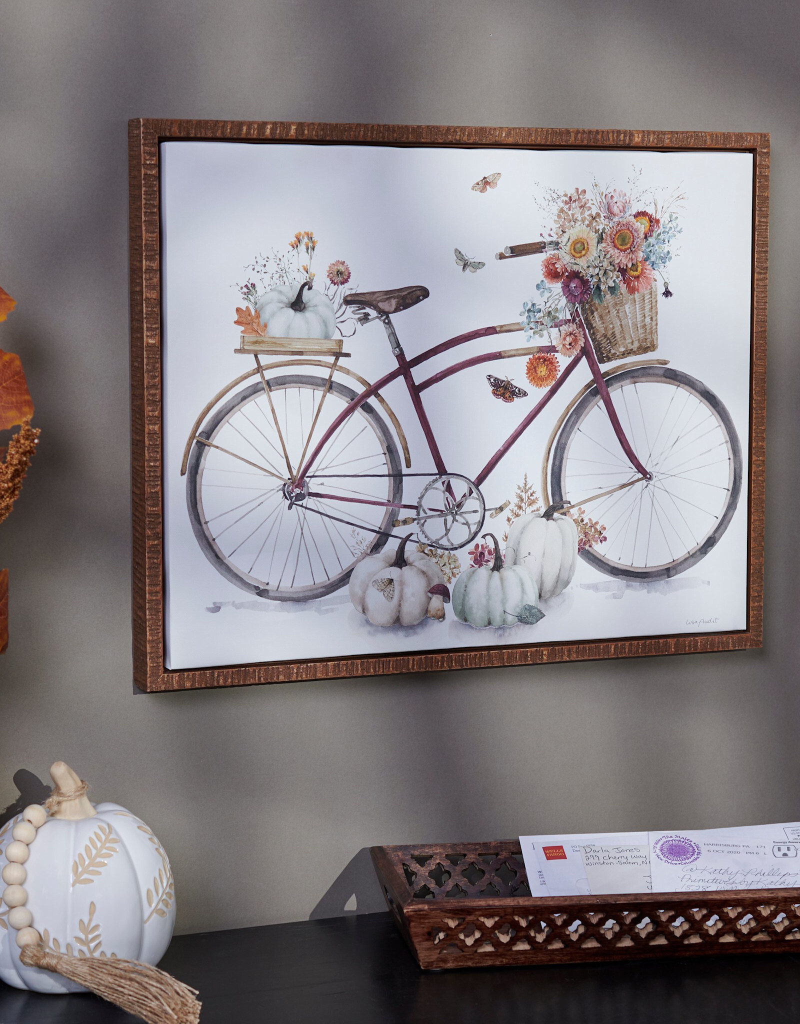 Fall Bike Canvas Wall Art 20" x 16"