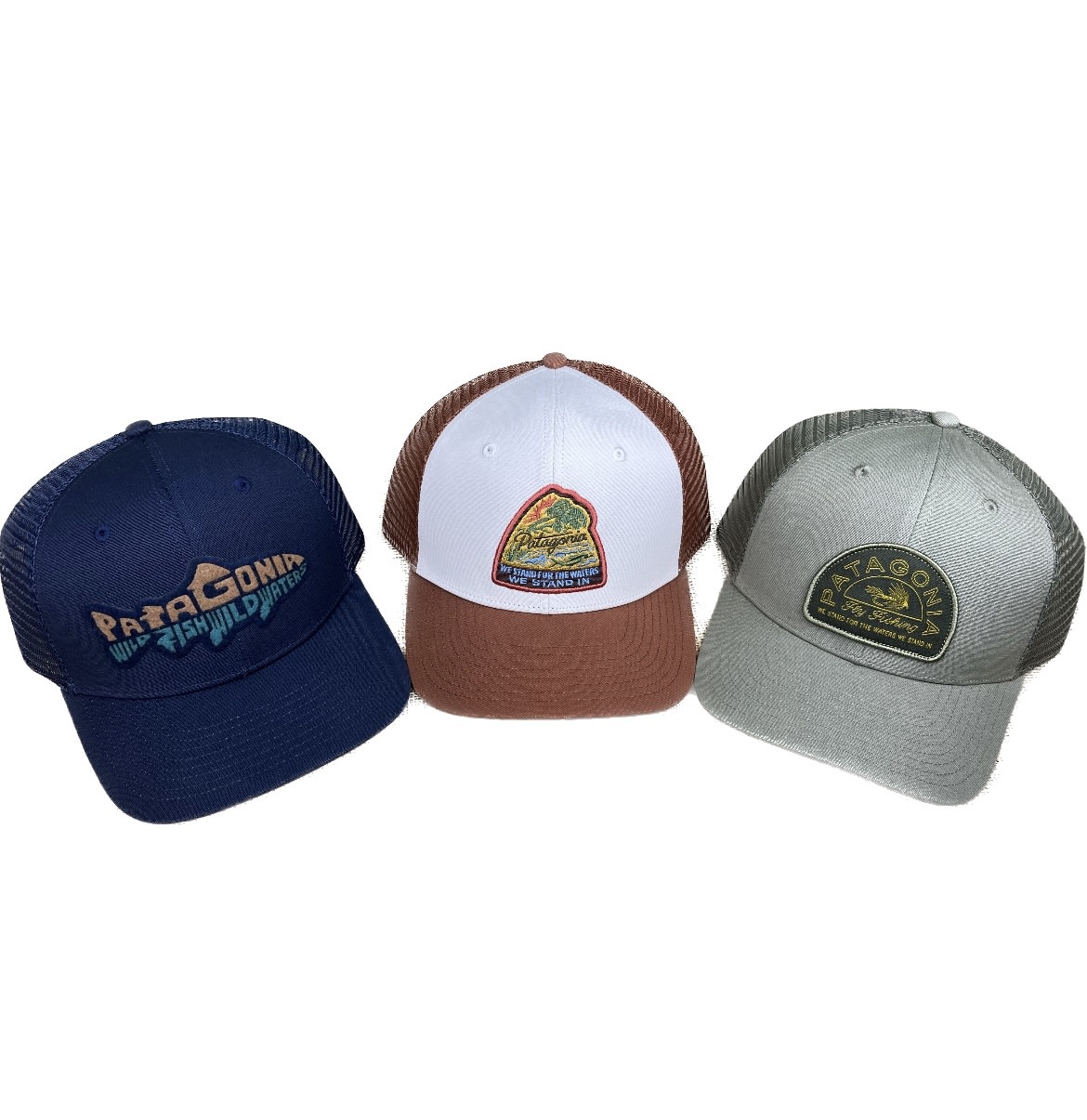 Patagonia Take A Stand Trucker hats Tight Lines Fly Fishing Co.
