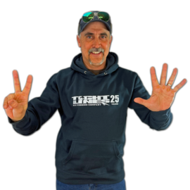 Tight Lines 25 Year Anniversary Hooded Sweatshirt-Navy