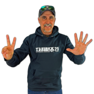 Tight Lines 25 Year Anniversary Hooded Sweatshirt-Navy