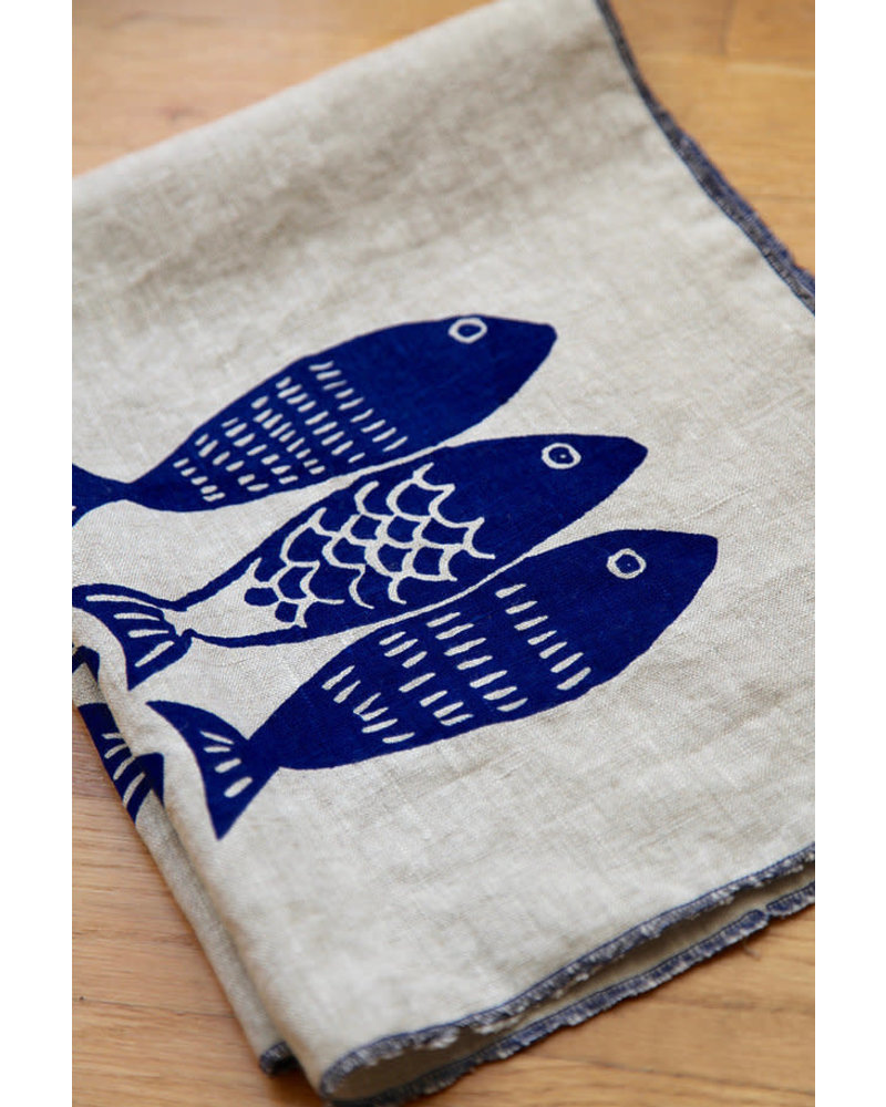 Linen tea towel sardines