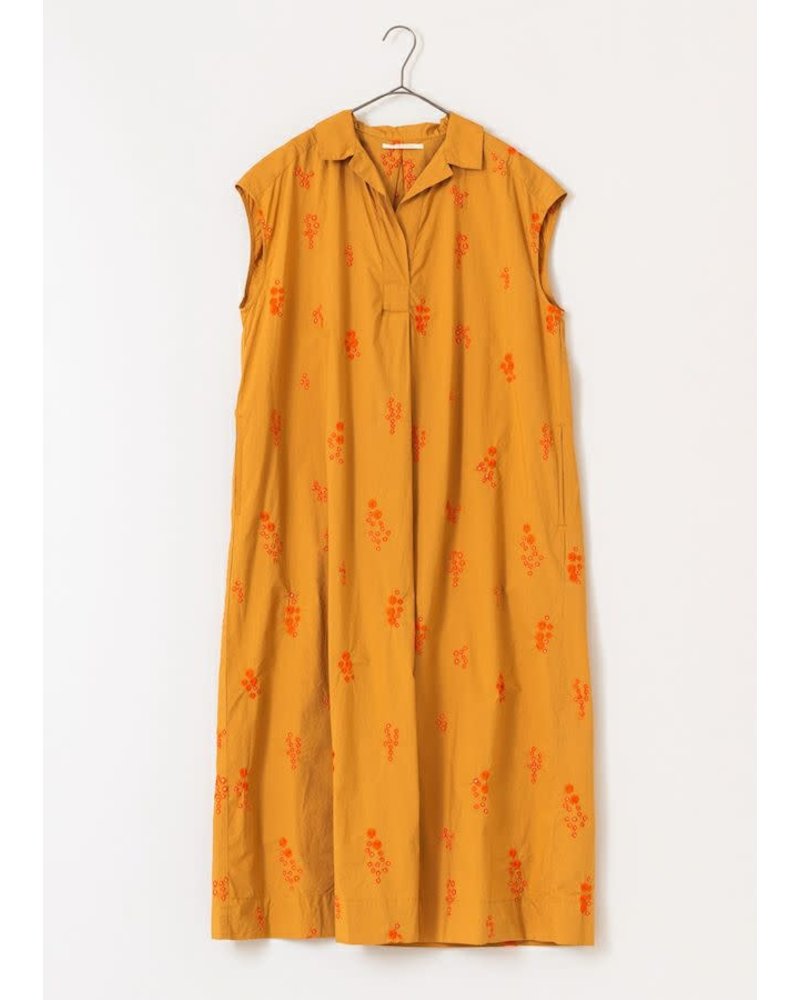 Camel Flower Embroidered Dress- One Size