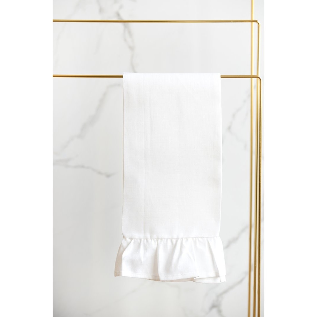 Ruffled Linen Tea Towel, Linen Kitchen Towels Bulk, Natural Linen