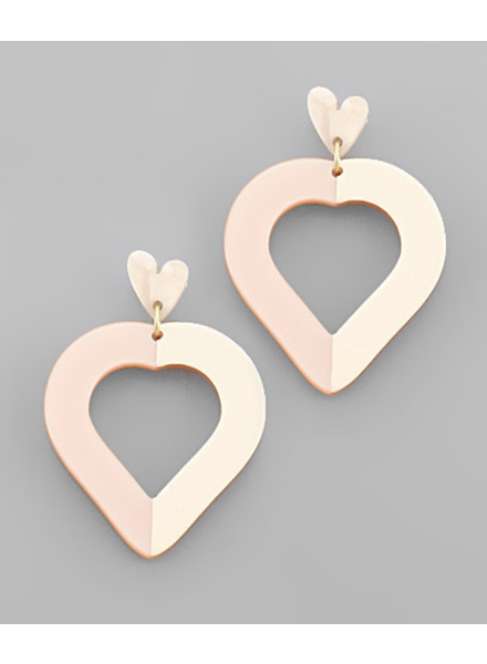 Two Tone Pink Heart Earrings