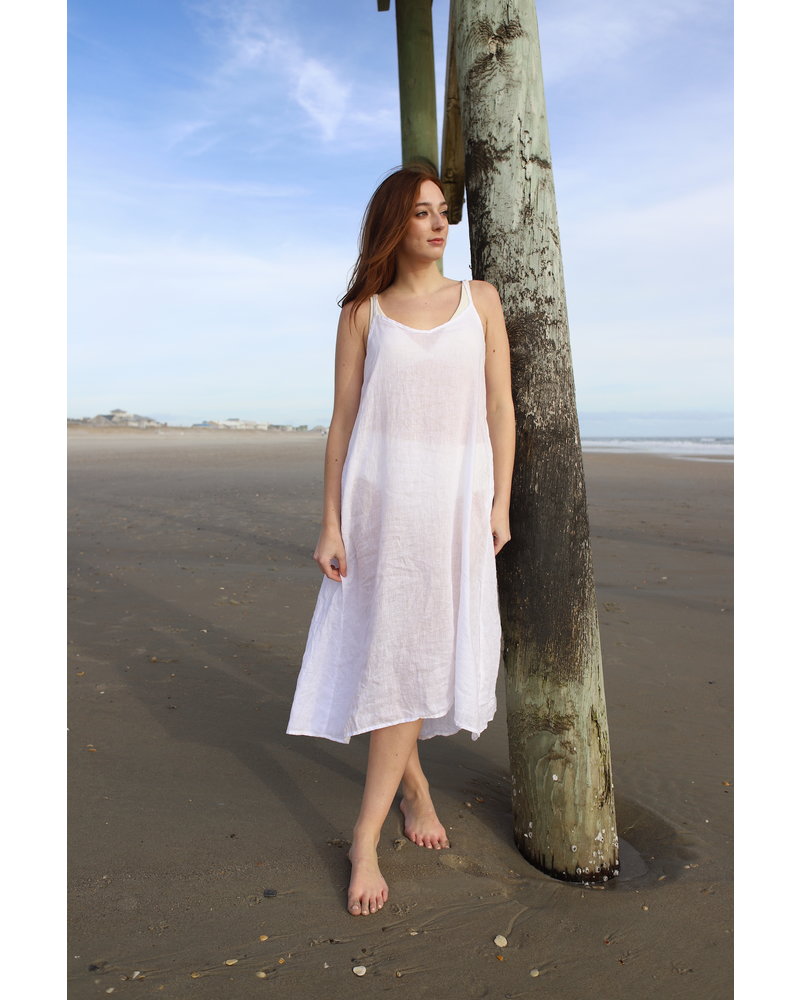 Fairy Linen Slip Dress- White
