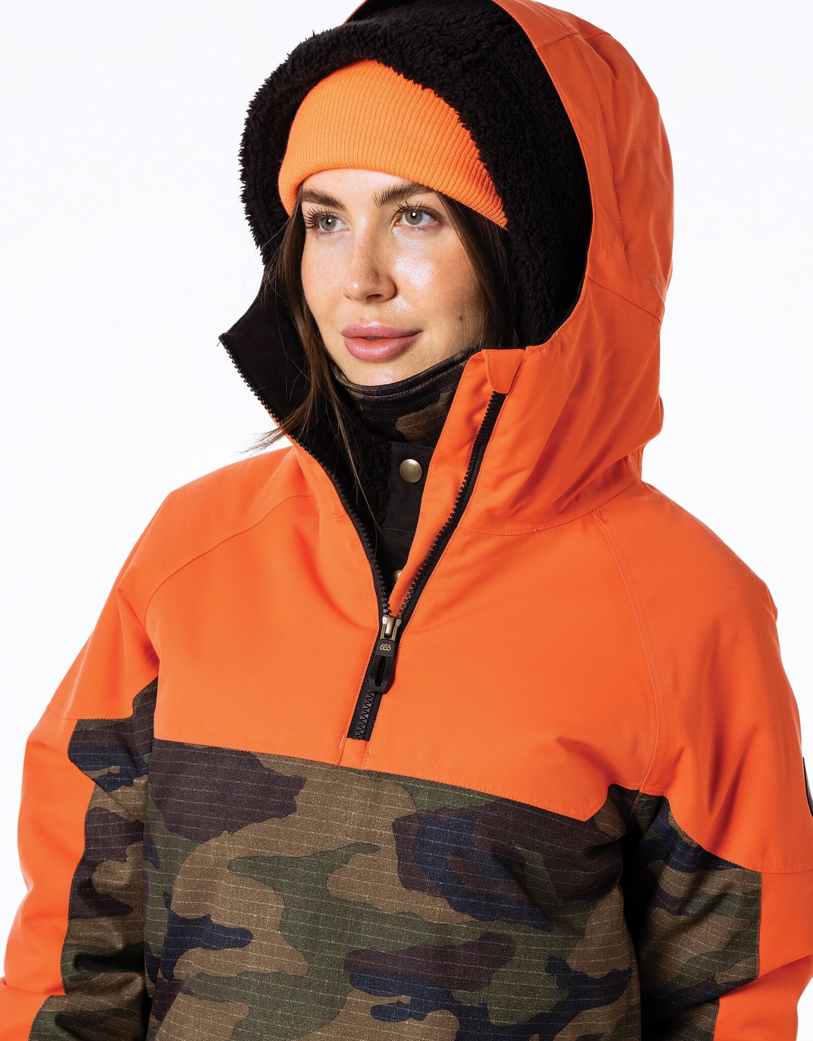 Lucky Brand Women's Hooded Twill Anorak Jacket (Medium. Camo) 
