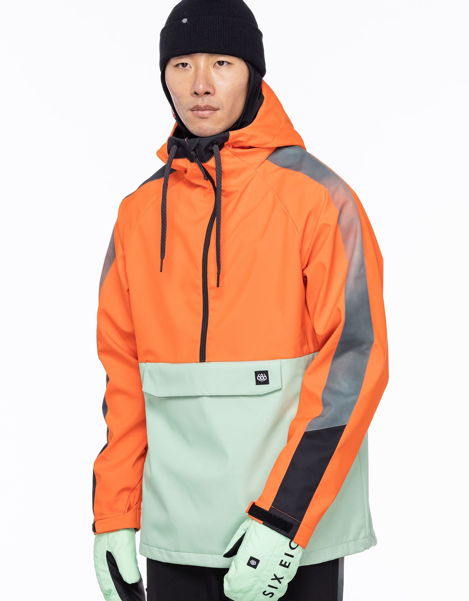 686 OUTERWEAR 686 - WATERPROOF ANORAK JACKET - FLURO ORANGE -