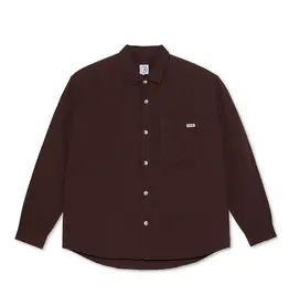 POLAR SKATEBOARD DECKS POLAR - MITCHELL HERRINGBONE LS SHIRT WINE