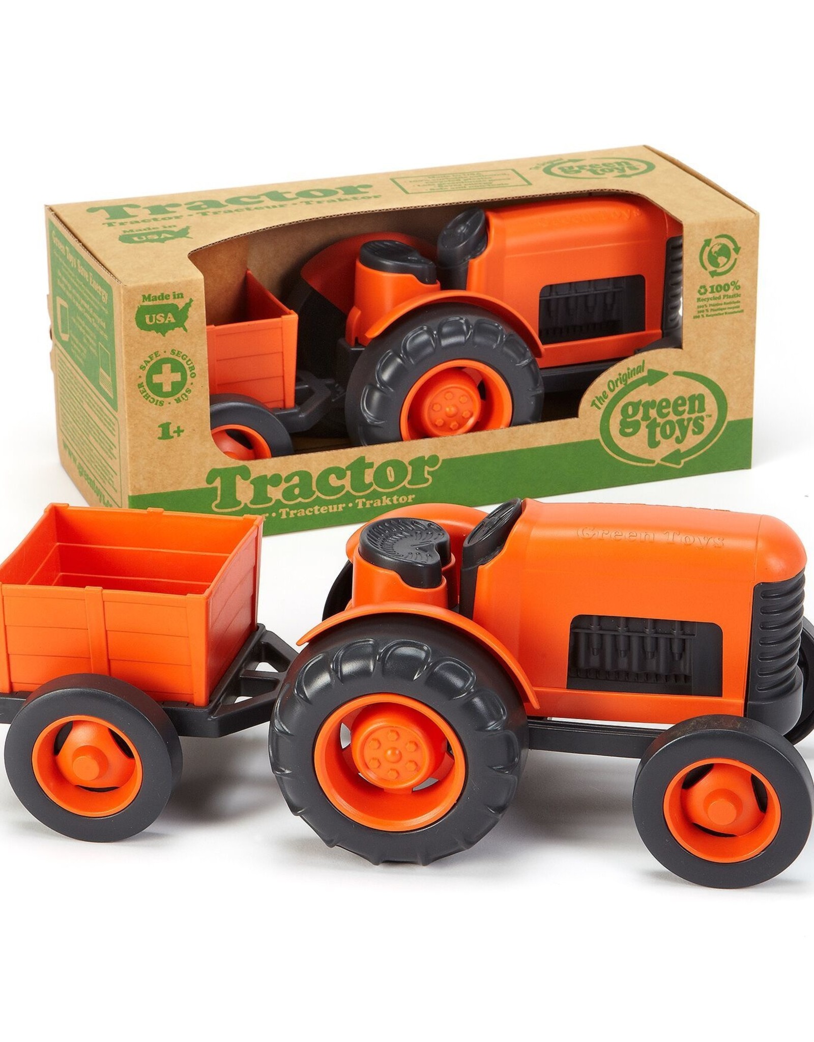 green toys tractor vehicle orange