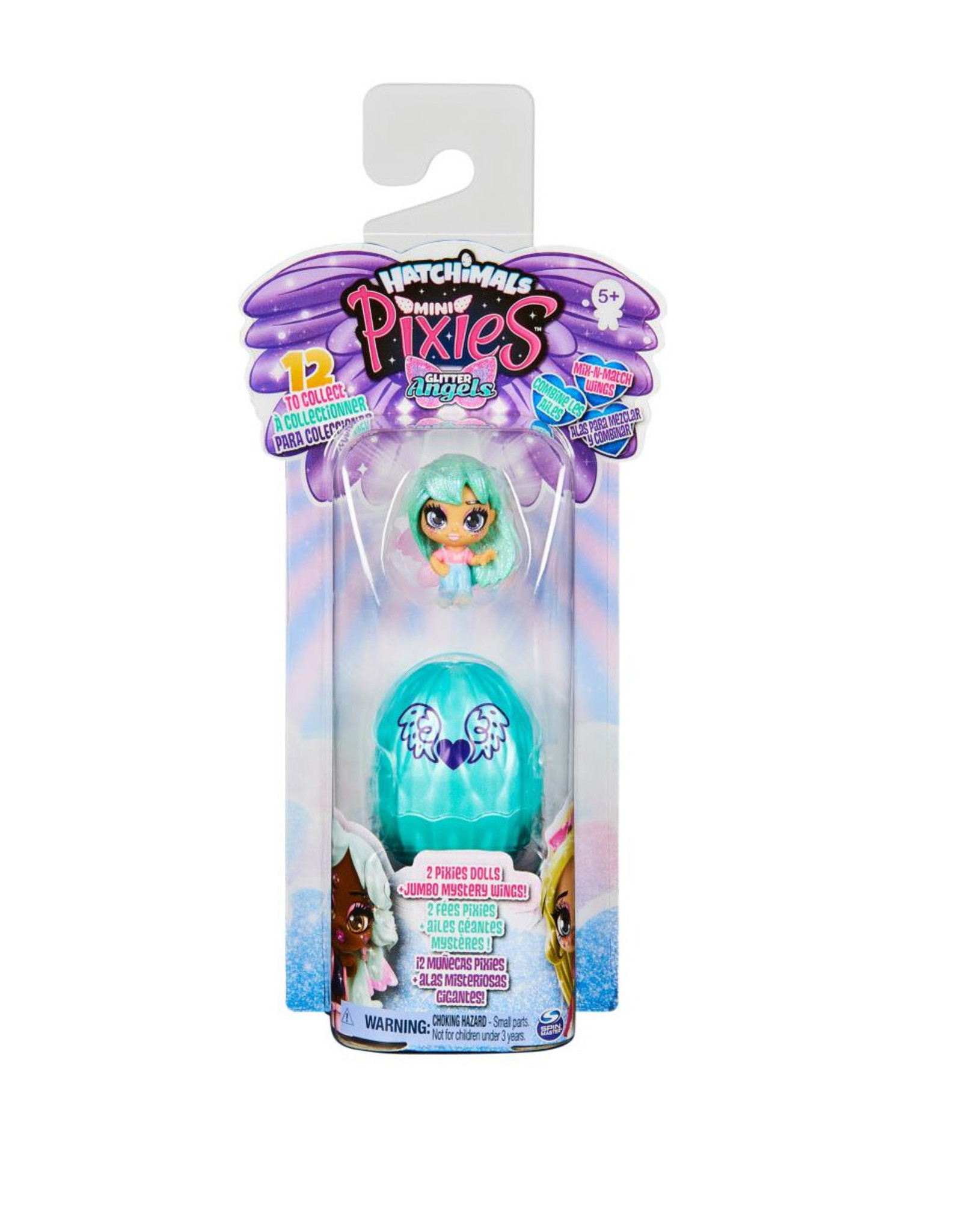 Hatchimals Mini Pixies 2-Pack, Glitter Angels 1.5-inch Collectible Dolls with Mix and Match Wings