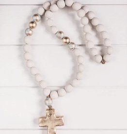 Sercy Studio Sercy Gray with Gold Elle 30" Blessing Beads Cross