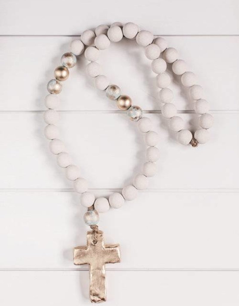 Sercy Studio Sercy Gray with Gold Elle 30" Blessing Beads Cross