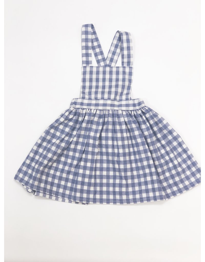 blue gingham pinafore dress
