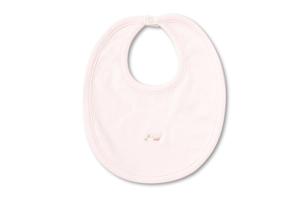 Kissy Kissy Bib w/Hand Emb STR SCE Duckies Light Pink