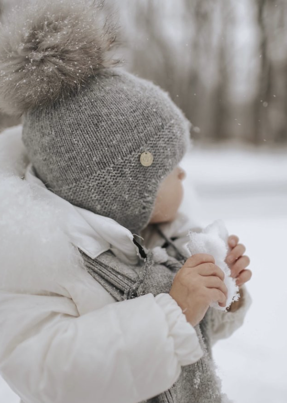 Petit Maison PM Grey Cashmere Aviator Hat