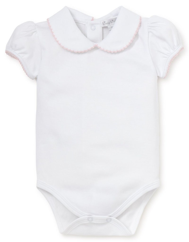 Kissy Kissy Kissy Kissy Basics S/S Body W/ Collar - Girl  Wht/Pk