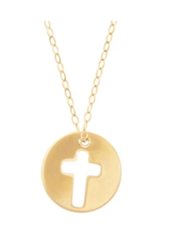E Newton EG 14" Necklace Gold - Blessed Small Gold Charm