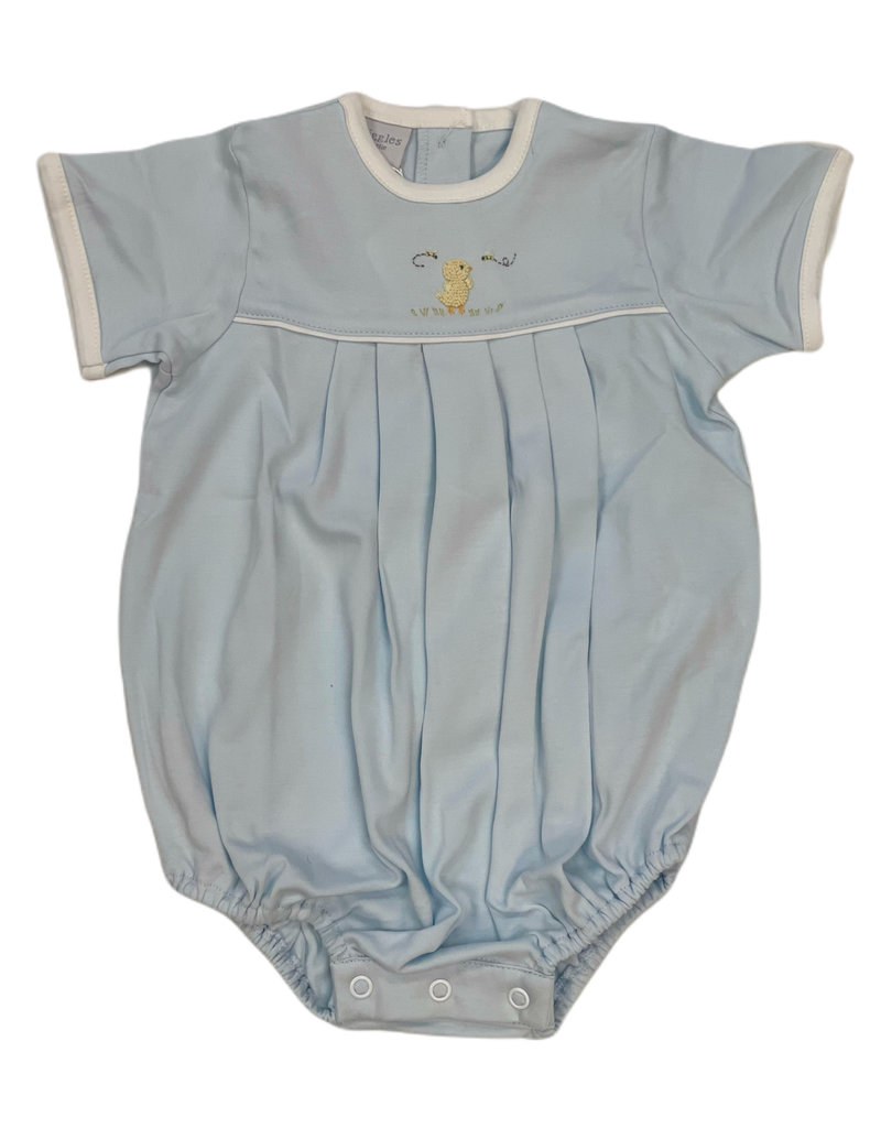 Squiggles Duck & Bees Pleated Romper Lt Blue