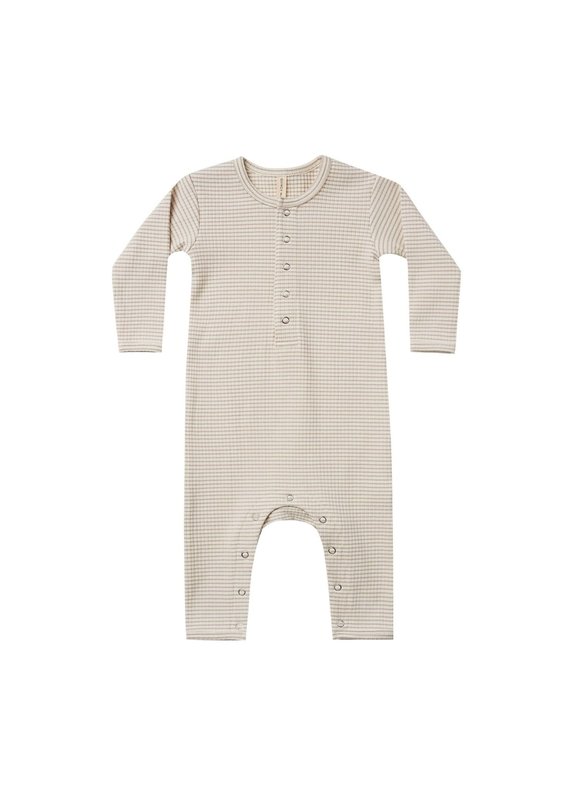 Quincy Mae QM Ribbed Baby Jumpsuit in Ash Stripe