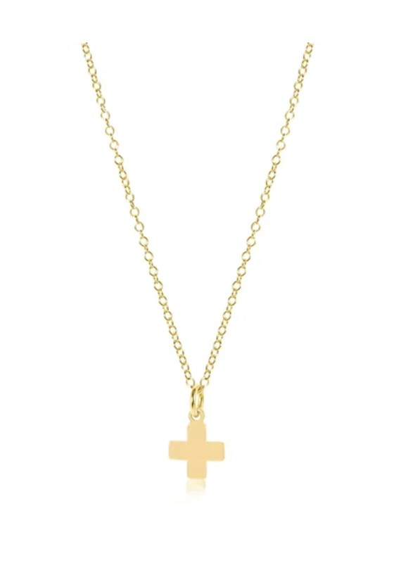 E Newton EN Signature Cross Necklace Gold Charm 16"