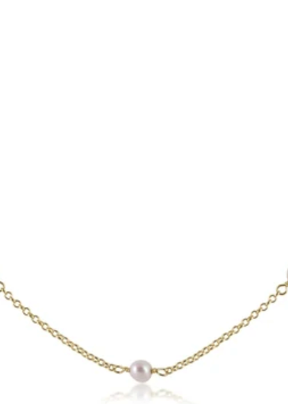 E Newton EN 15" Choker Simplicity Chain Gold - 4mm Pearl