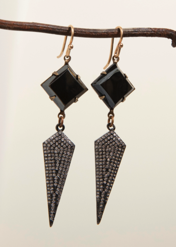 Mark Edge ME Hematite and Pave Earrings