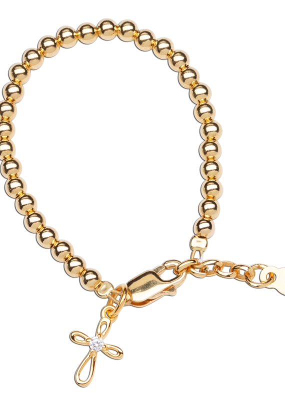 Cherished Moments CM Lenox Gold Plated Bracelet w/ Cross CZ Charm MED