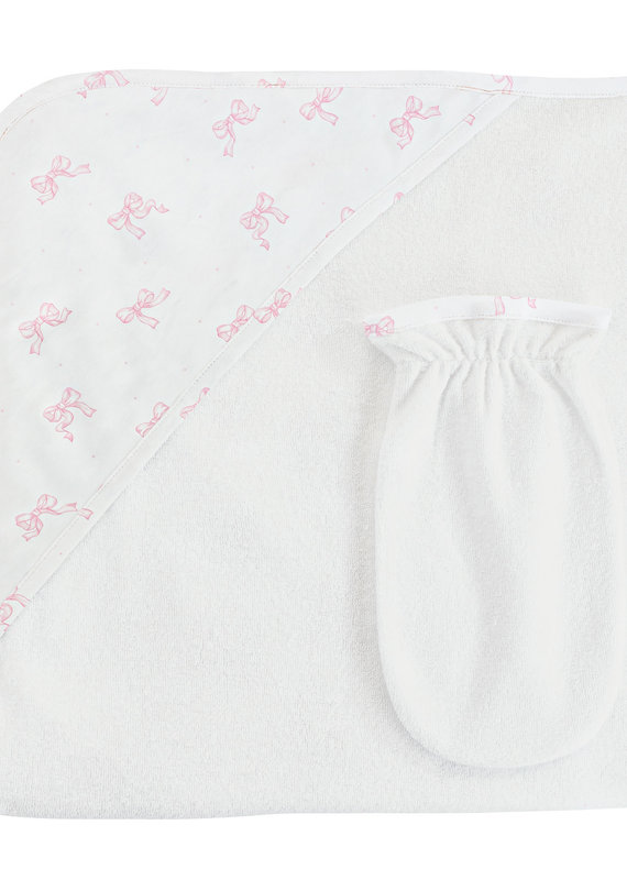 Baby Club Chic Pretty Bows Hooded Towel and Washcloth Set