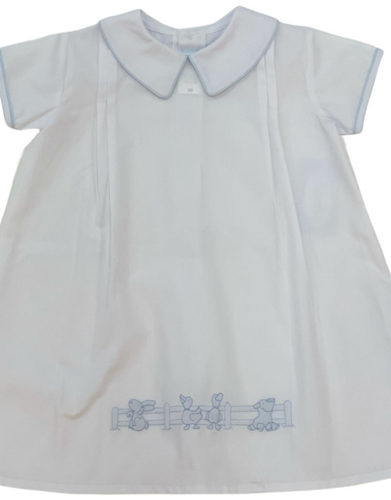 Auraluz Auraluz Day Gown White w/ Binding Trim- Boy Collar