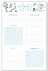 Large Notepad- Babysitter Notes Blue