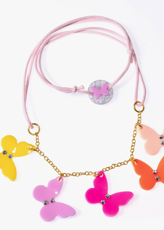 Lillies & Roses Lillie and Roses Pink Butterfly Necklace