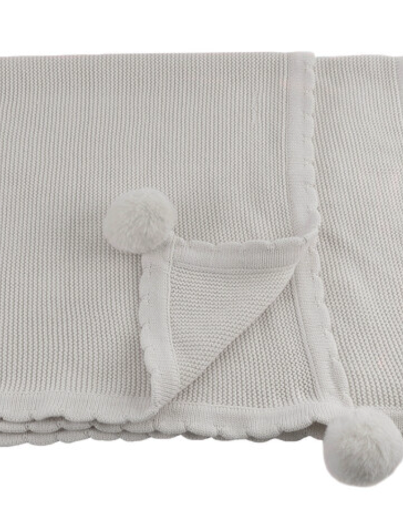Pom Pom Blanket Soft Gray