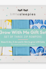 Little Sleepies LS Grow With Me Bamboo Viscose Zip Romper Gift Set Blue NB-3/6