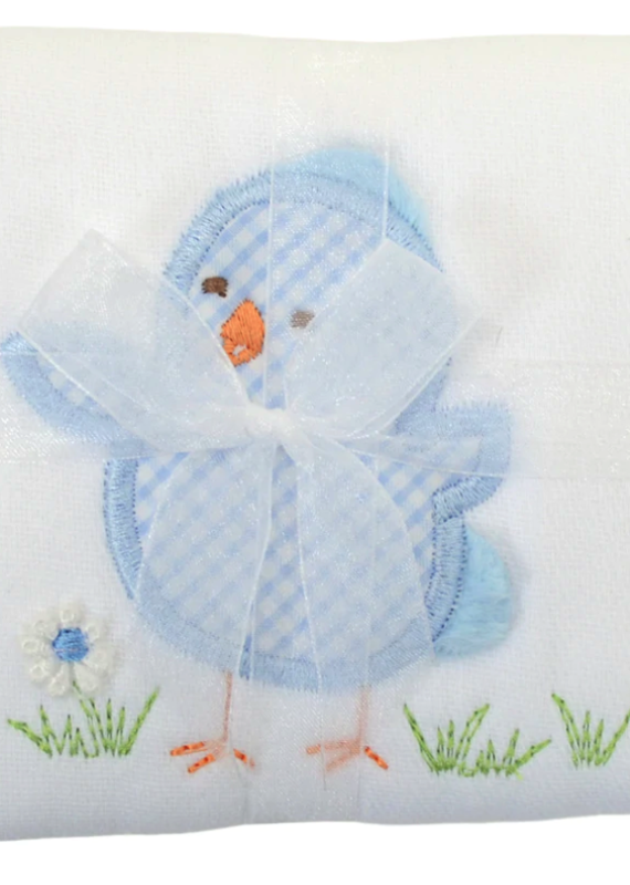 3 Marthas Three Marthas Blue Chick Applique Burp