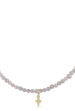 E Newton EN Gemstone 3mm Choker with Cross- Labradorite