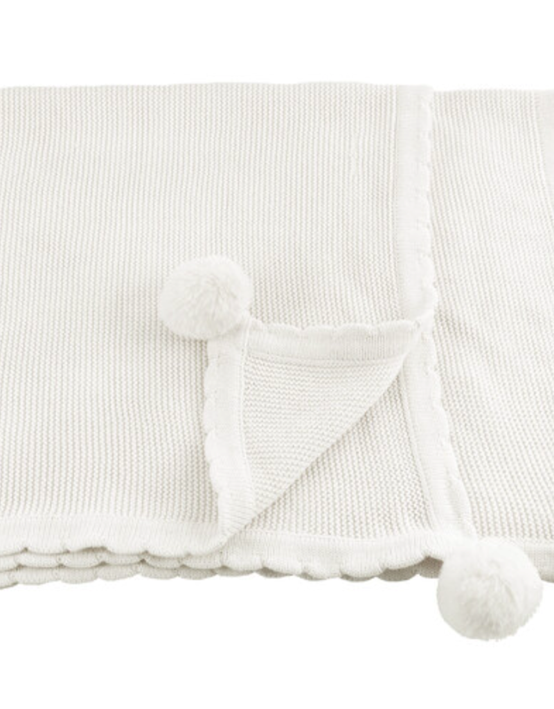 Pom Pom Blanket- White