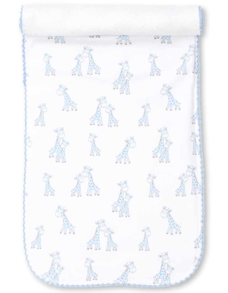 Kissy Kissy Kissy Kissy Giraffe Grins Light Blue Burp Cloth