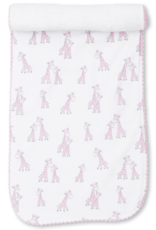 Kissy Kissy Kissy Kissy Giraffe Grins Pink Burp Cloth