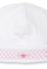 Kissy Kissy Kissy Kissy CLB Bishop Hat w/ Hand Smocking, White/Pink