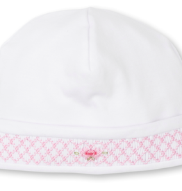 Kissy Kissy Kissy Kissy CLB Bishop Hat w/ Hand Smocking, White/Pink