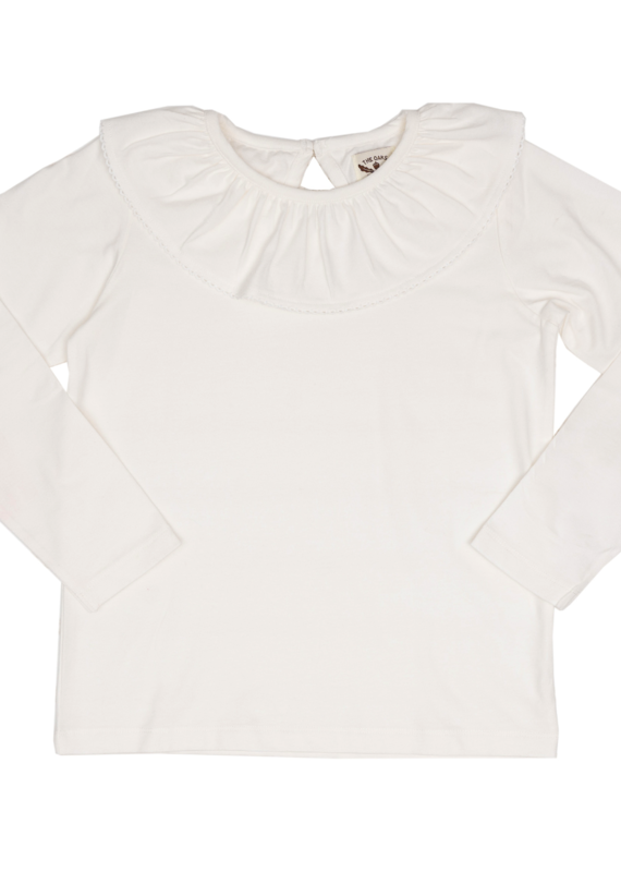 Oaks Apparel Company Long Sleeve White Ruffle Collar w/White Trim Shirt