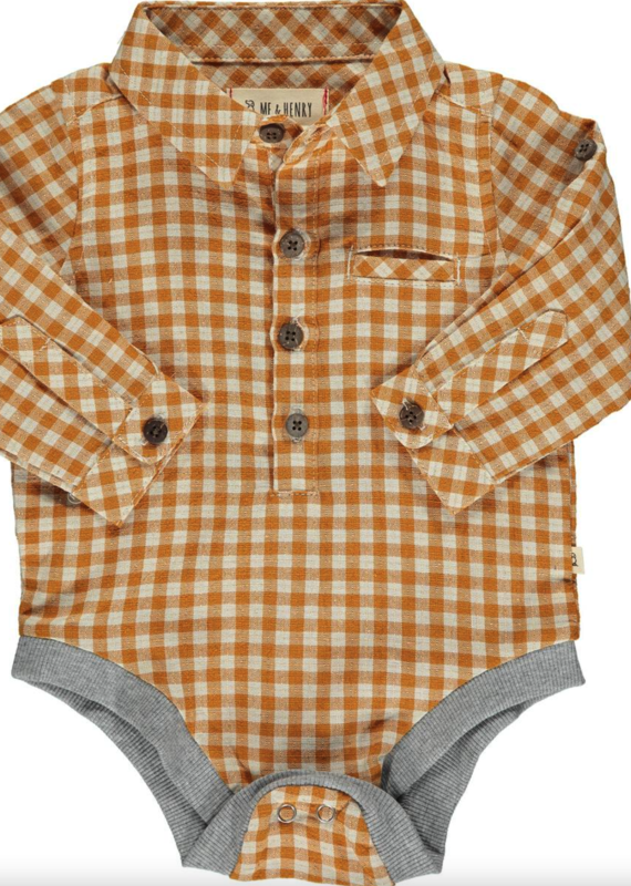 Me & Henry Me & Henry Jaspers Woven Onesie Gold Plaid