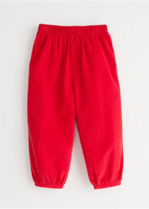 Little English Banded Pull on Pant in Red Corduroy