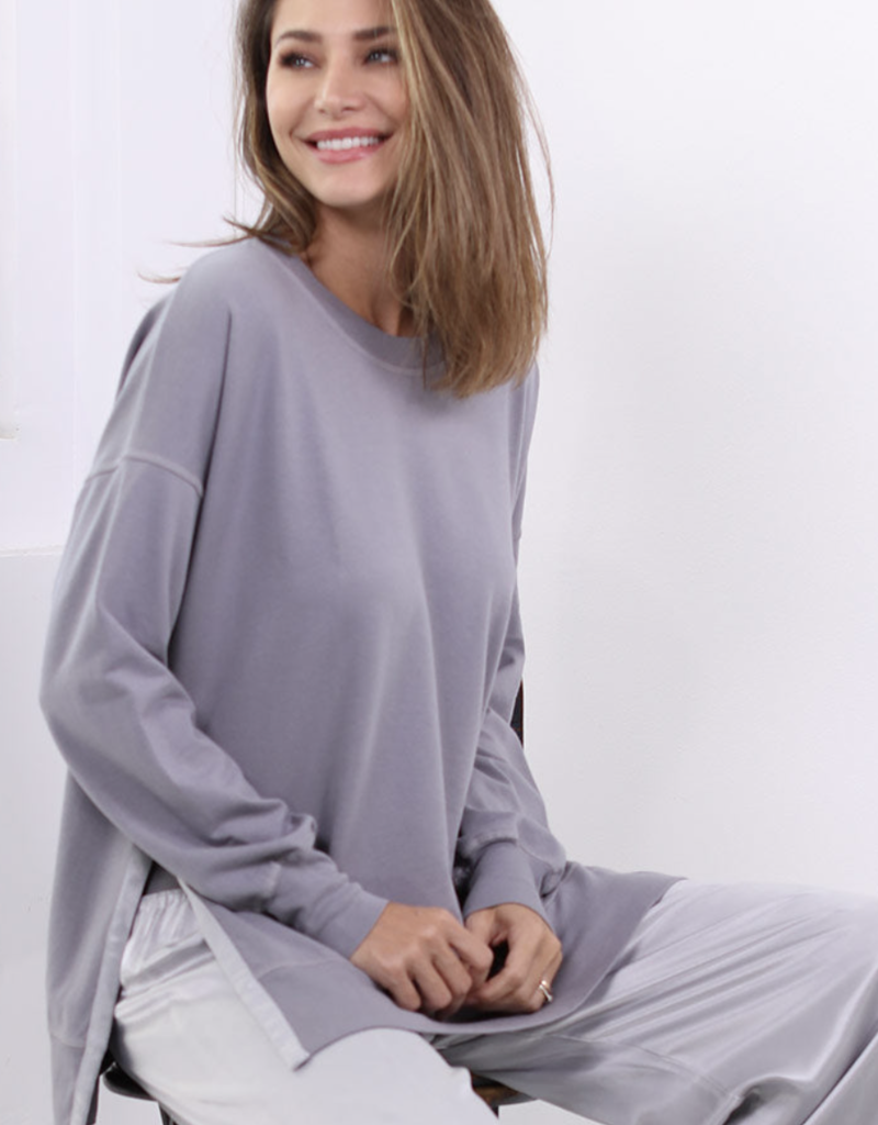 PJ Harlow PJ Harlow Lainey French Terry Sweatshirt with Side Slits Lavender