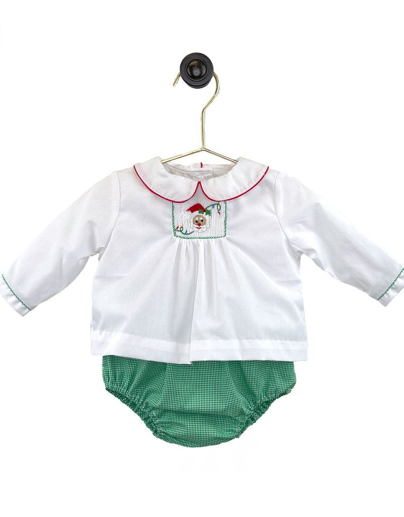 Petit Ami Petit Ami Boys Smocked Santa Diaper Set